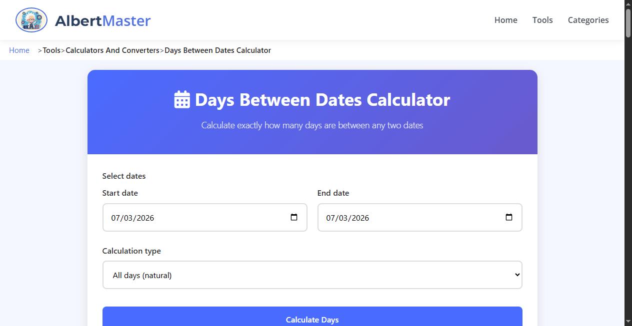 Days Between Dates Calculator