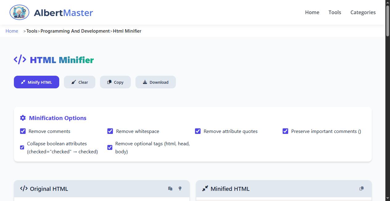 Professional HTML Minifier Online