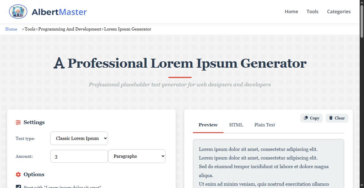Lorem Ipsum Generator