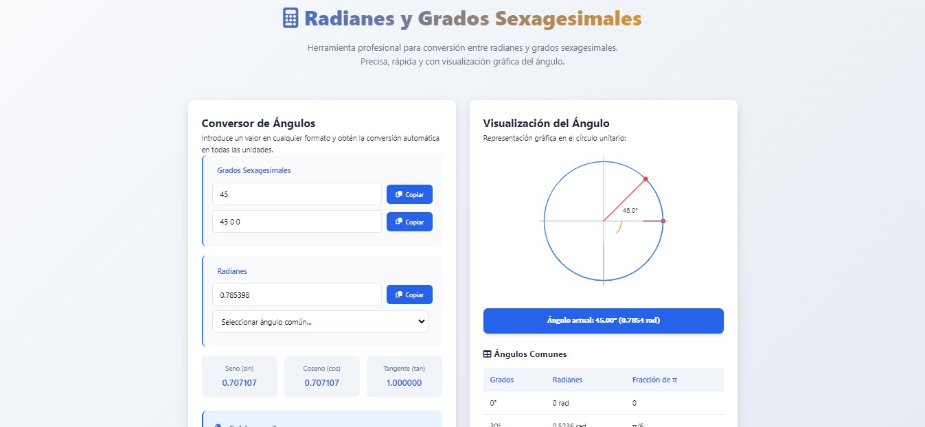 Conversor Radianes-Grados Profesional