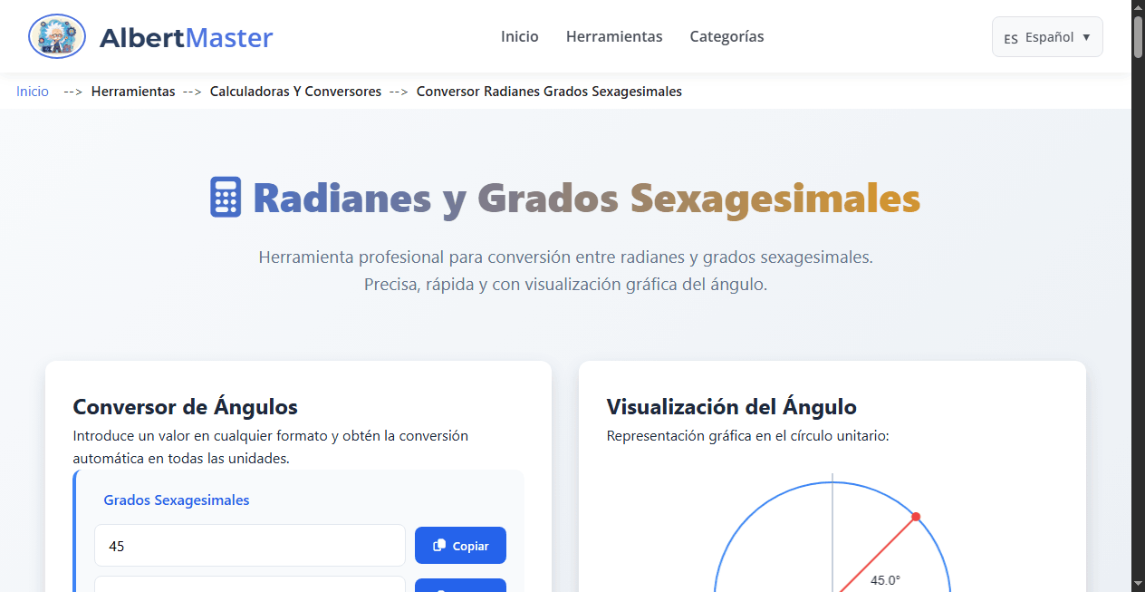 Conversor Radianes-Grados Profesional