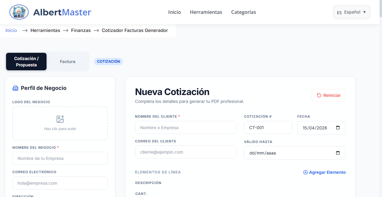 Generador de Cotizaciones y Facturas