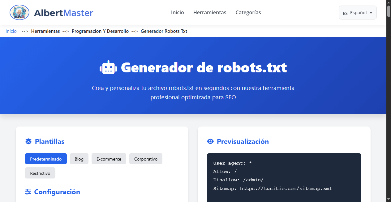 Robots.txt Generador