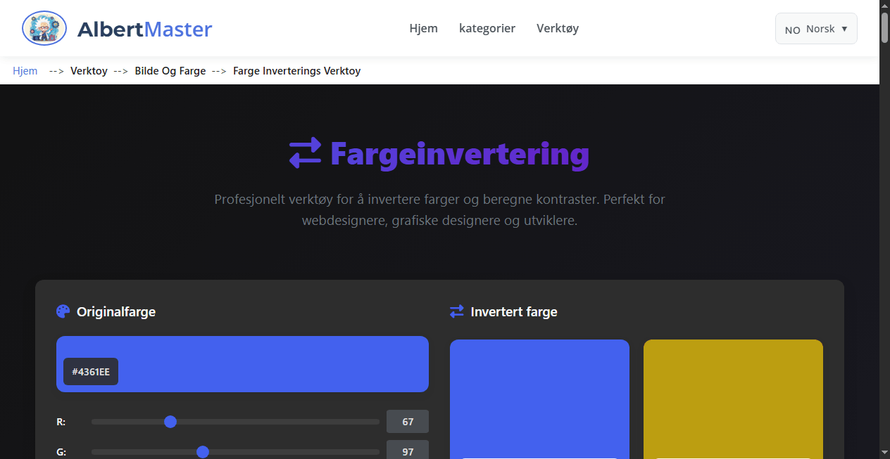 Profesjonelt Fargeinverteringsverktøy