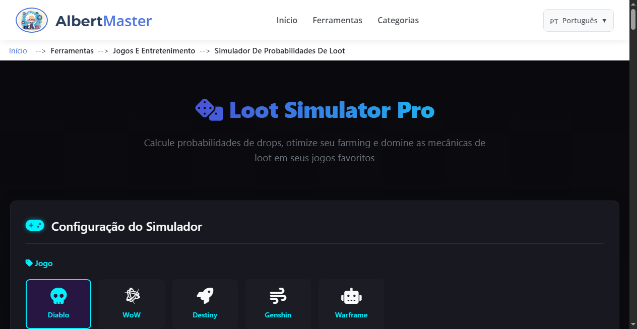 LootSimulator Pro | Calculadora de Probabilidades de Drops para Gamers