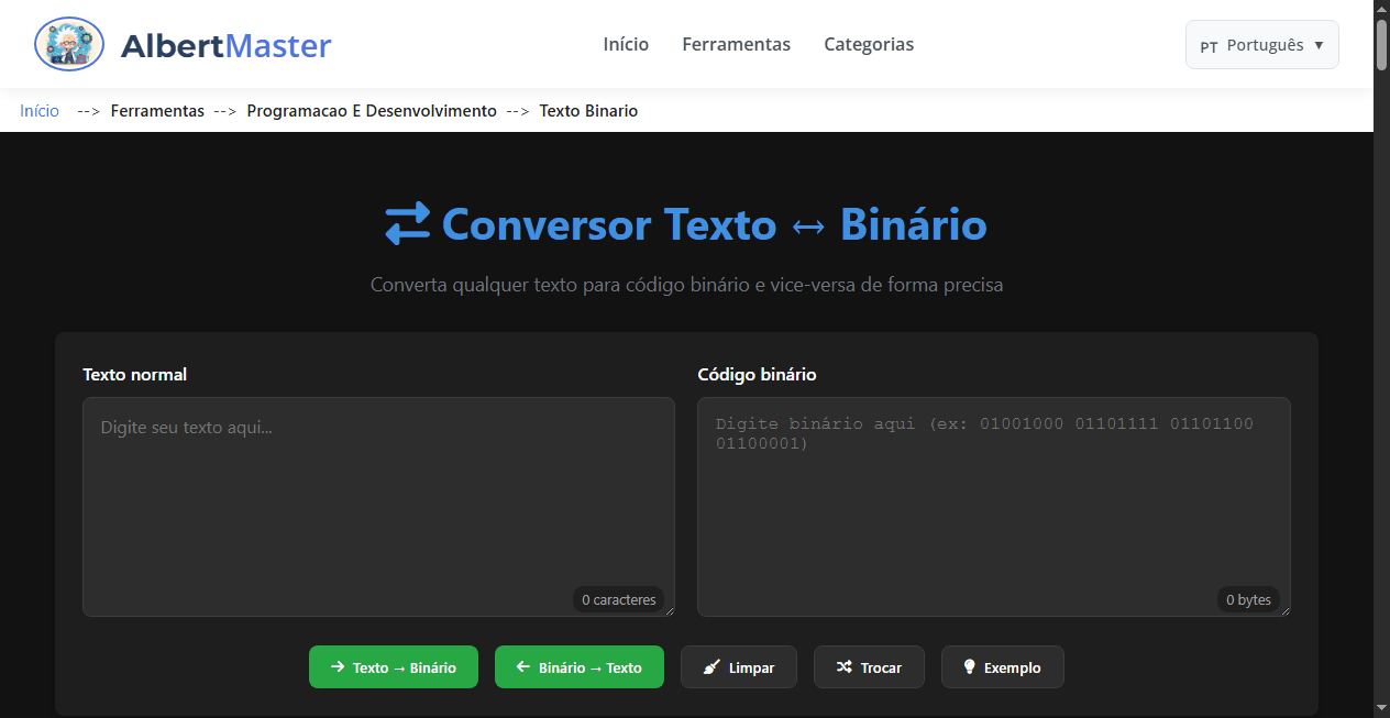 Conversor Texto ↔ Binário